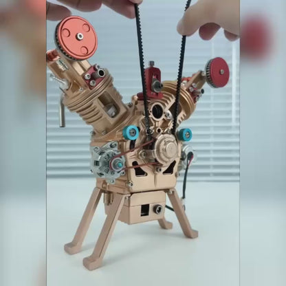 Mini V2 Double-Cylinder Engine DIY Kit - Premium Mechanical Model Kit