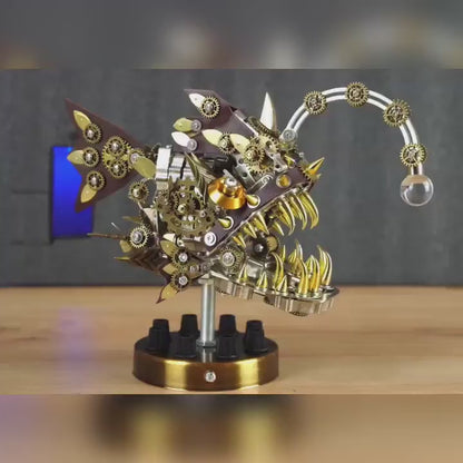 Steampunk Anglerfish with Display Base - Light-Up 3D Metal Model Kit