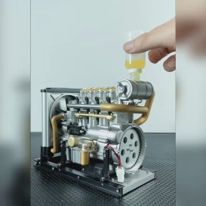 Mini Diesel 4-Cylinder Engine DIY Kit - Premium Mechanical Model Kit