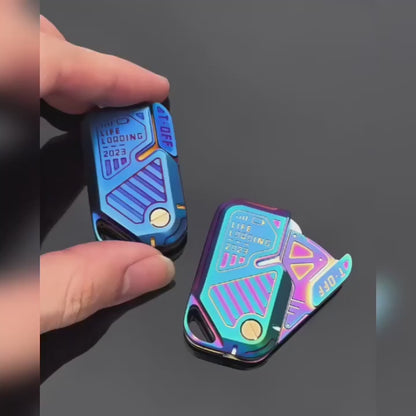 Iridescent Chip Slider - Compact Metal Push Fidget