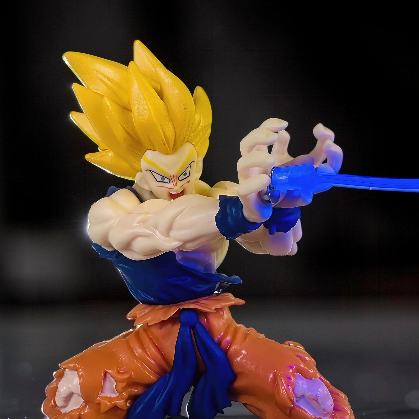 The Curious Mind Dragon Ball Kamehameha Night Light, Goku figure in action pose with blue energy blast, PLA material.