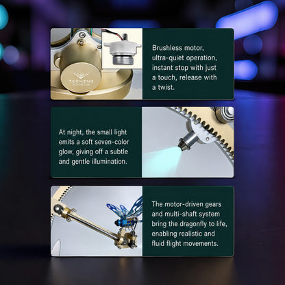The Curious Mind Flying Dragonfly Kinetic DIY Kit with metal gears, brushless motor, and seven-color light.