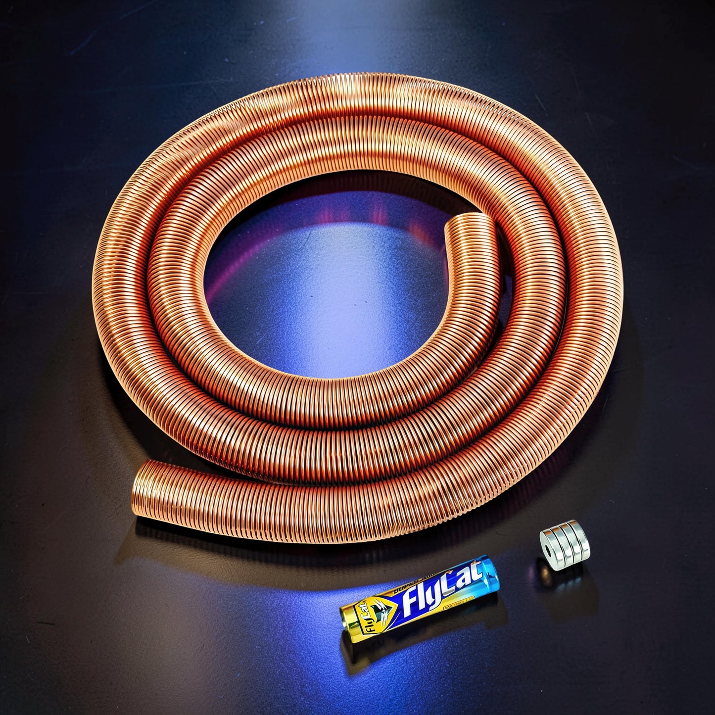 The Curious Mind Electromagnetic Train Puzzle Toy features a coiled copper tube and a small metal cylinder.