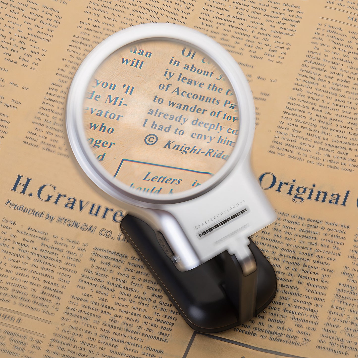 The Curious Mind foldable LED magnifier glass with a silver and black handle, ideal for hobbyists and detail work.