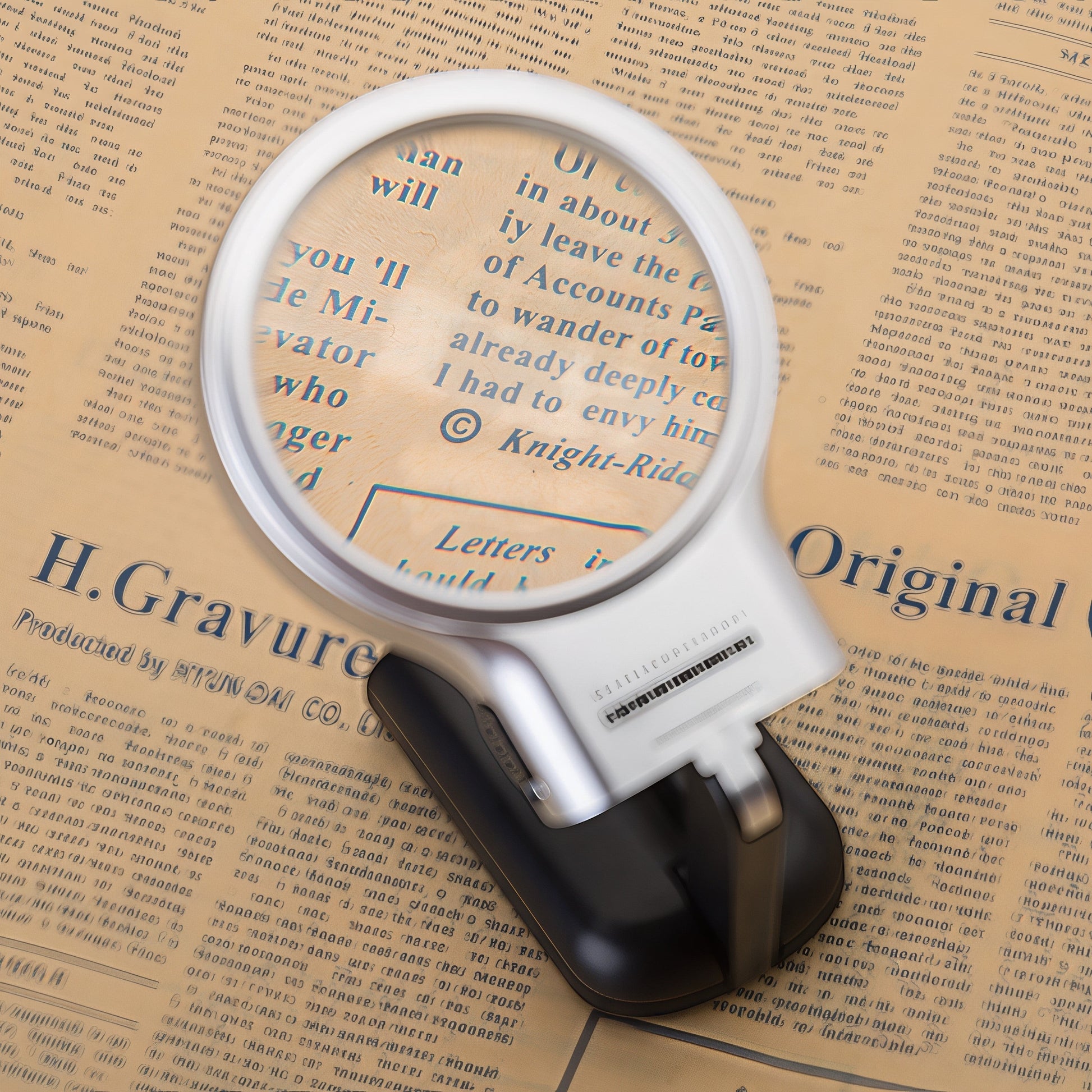 The Curious Mind foldable LED magnifier glass with a silver and black handle, ideal for hobbyists and detail work.