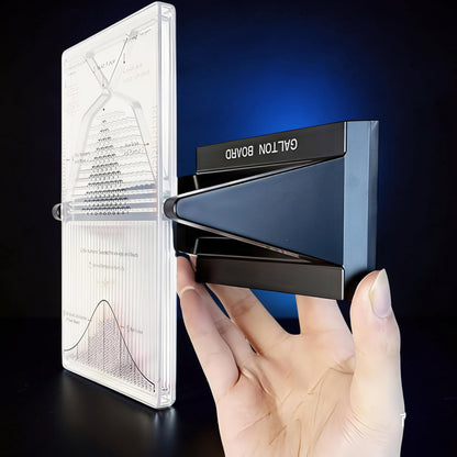 The Curious Mind Galton Board Distribution Model, a large acrylic and metal probability science display with a dark blue funnel.