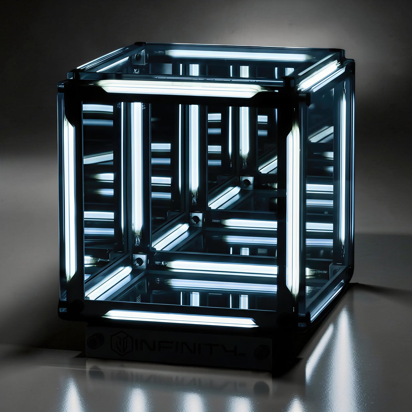 The Curious Mind 4D Infinite Space Abyss Night Light, an acrylic and ABS cube with internal white LED lights creating an illusion of infinite depth.