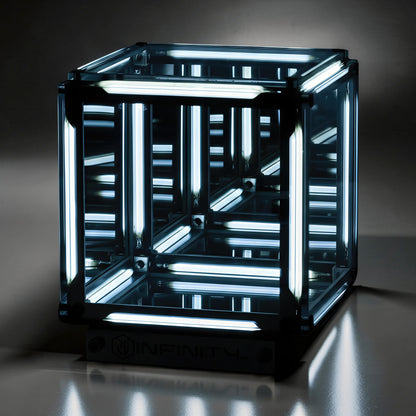 The Curious Mind 4D Infinite Space Abyss Night Light, an acrylic and ABS cube with internal white LED lights creating an illusion of infinite depth.