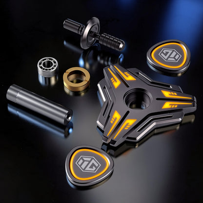 The Curious Mind Luminous Blade metal spinner kit with glow detailing and bearing components.