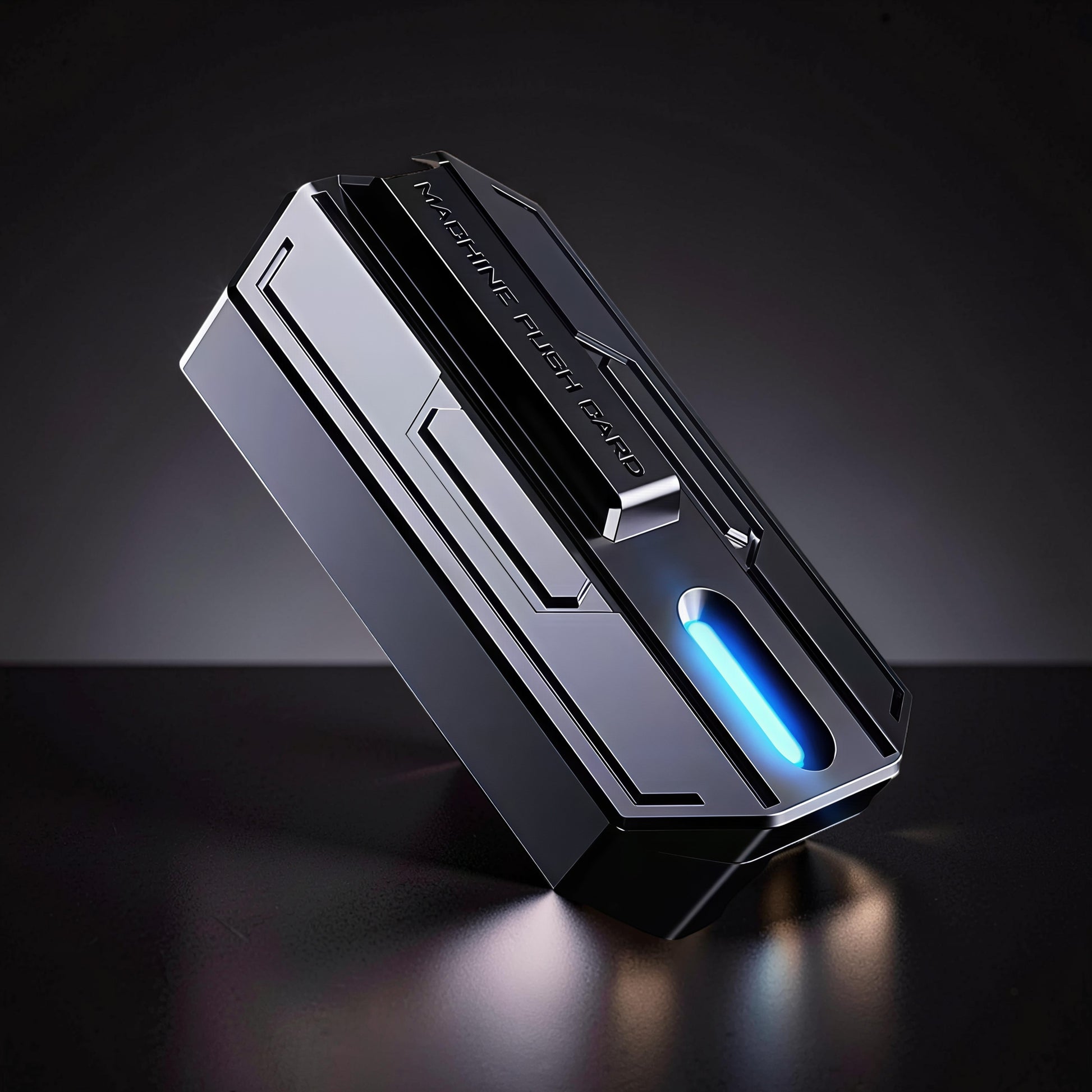 The Curious Mind Luminous Magnetic Haptic Slider fidget toy with blue light accent. Metal construction.