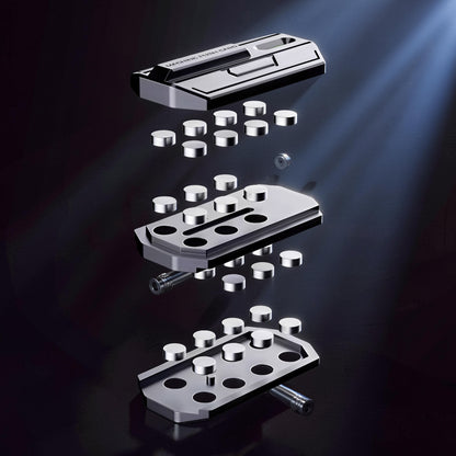 The Curious Mind Luminous Magnetic Haptic Slider disassembled, showing metal components and small magnets.