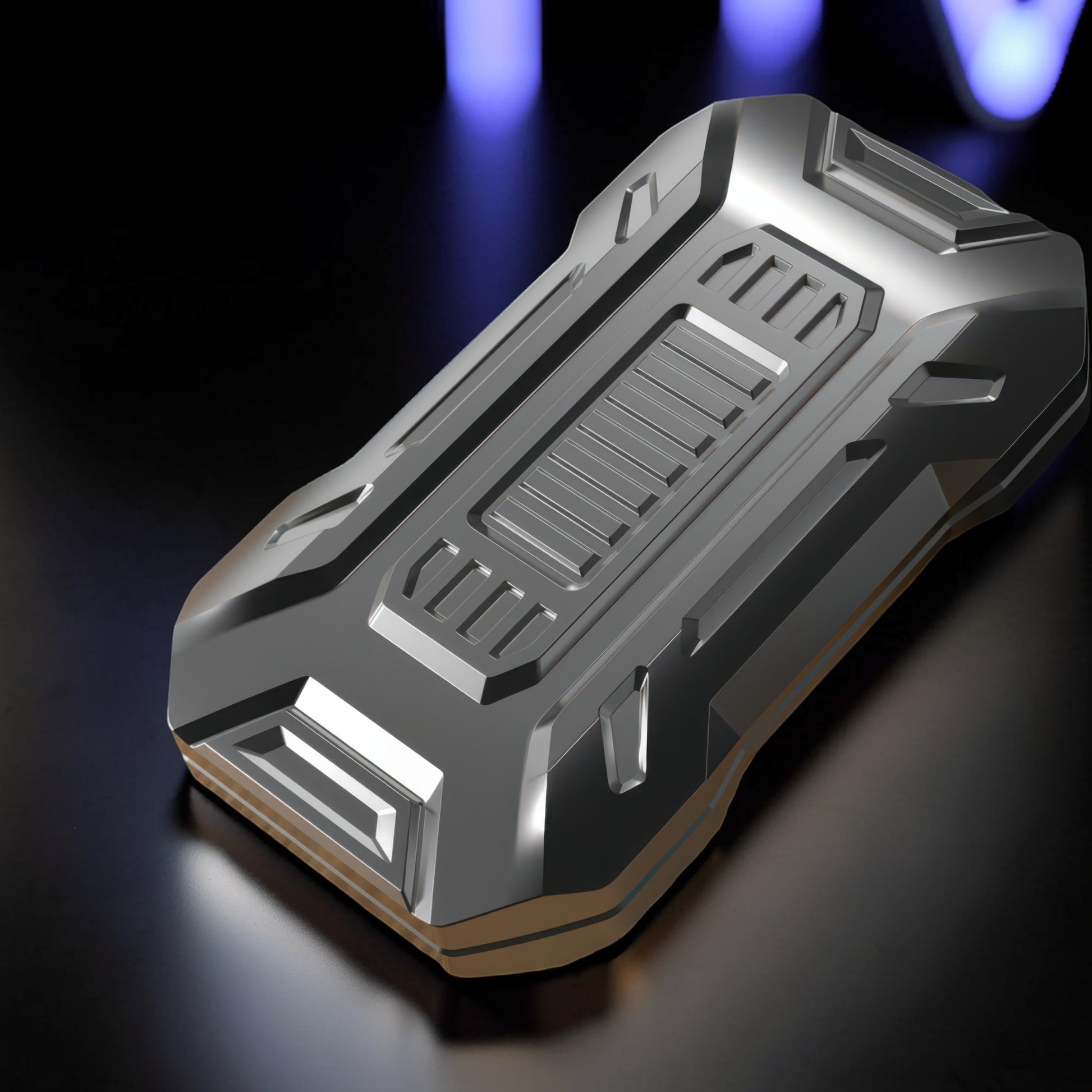 The Curious Mind Mini Sportscar Slider Fidget is a compact, metallic grey, block-style push fidget with a modern industrial design and satisfying magnetic slider action.