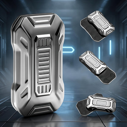 The Curious Mind Mini Sportscar Slider Fidget, a compact metal push fidget with a sleek, industrial design and satisfying magnetic slider action.