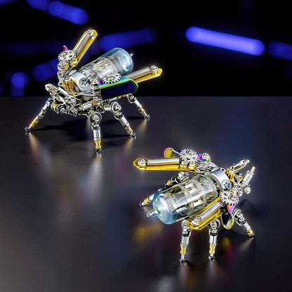 The Curious Mind Firefly punk-style 3D metal model kit features intricate metal construction with a glass tube body and rainbow-colored accents.
