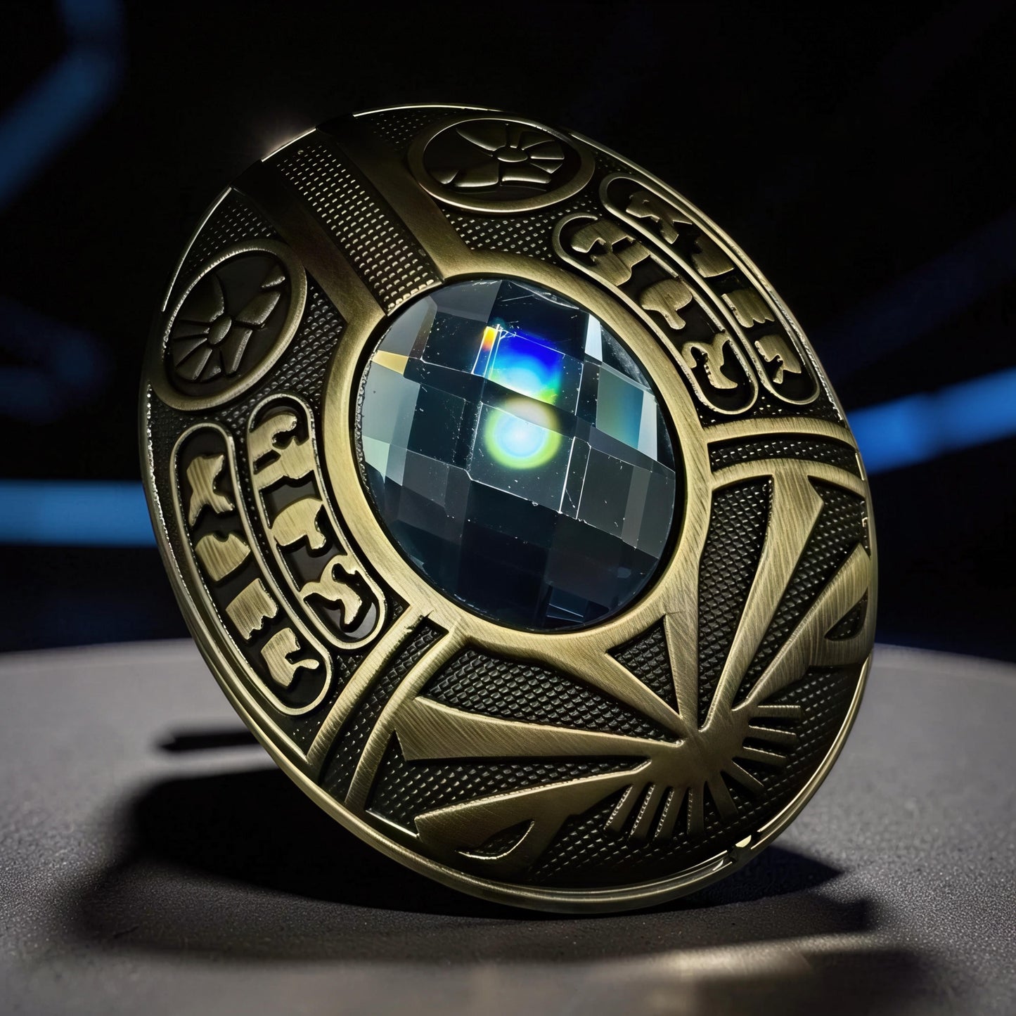 The Curious Mind Scarab Metal EDC Fidget Spinner with faceted gem and intricate detailing.