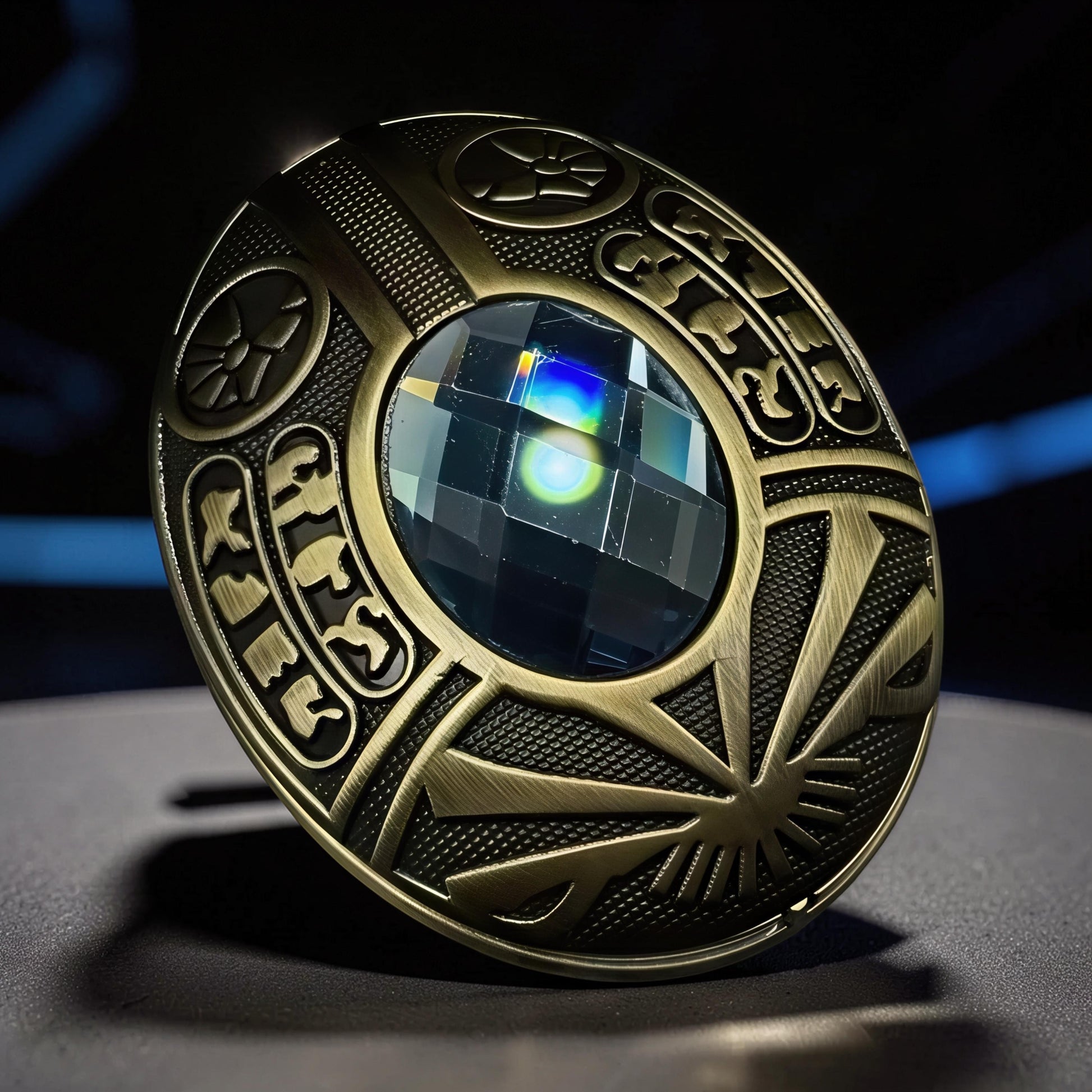 The Curious Mind Scarab Metal EDC Fidget Spinner with faceted gem and intricate detailing.