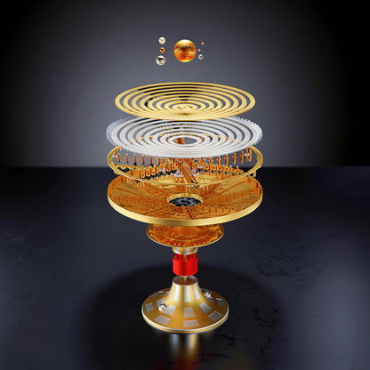 The Curious Mind Solar System DIY Kit, a metal STEM display model with intricate gears and planets, designed for educational and decorative purposes.