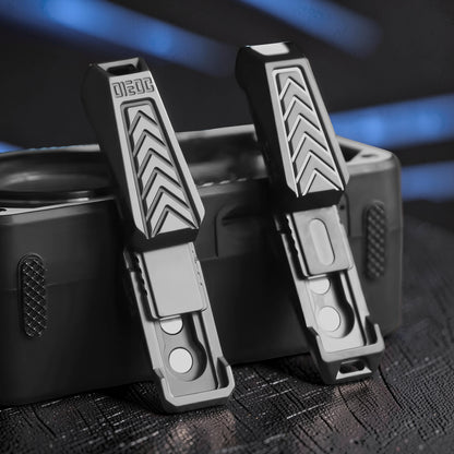 The Curious Mind Stainless Steel Chevron Slider fidget toy with chevron pattern and magnetic closure.