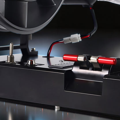 The Curious Mind Medium Turbofan Engine DIY Kit with red levers and silver toggle switch.