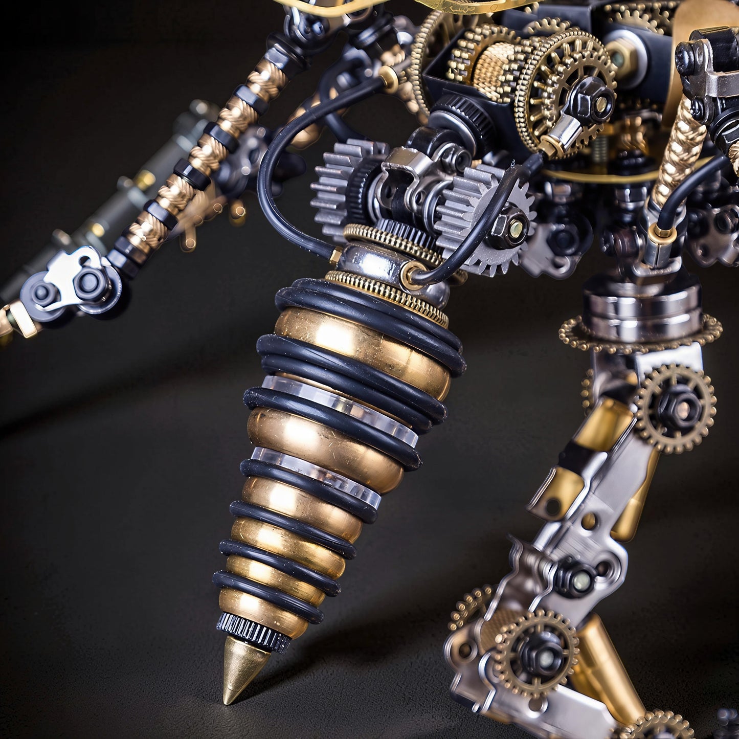 The Curious Mind Wasp with Voice-Activated Light, a detailed 3D metal model kit with intricate gears and a gold and black segmented body.