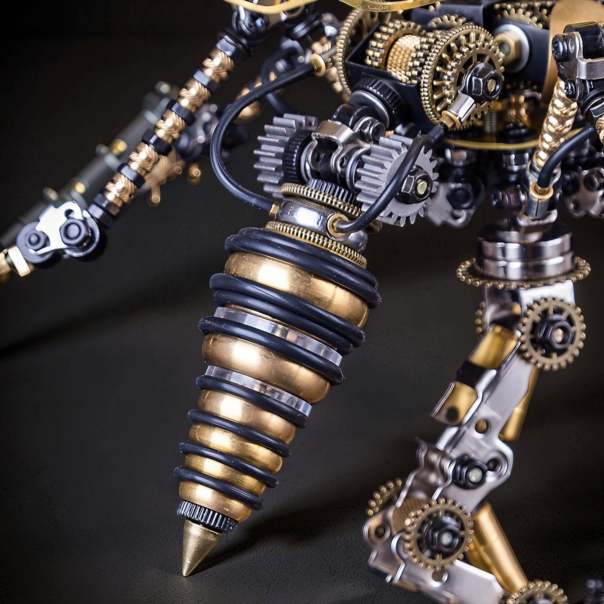The Curious Mind Wasp with Voice-Activated Light, a detailed 3D metal model kit with intricate gears and a gold and black segmented body.