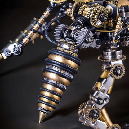 The Curious Mind Wasp with Voice-Activated Light, a detailed 3D metal model kit with intricate gears and a gold and black segmented body.