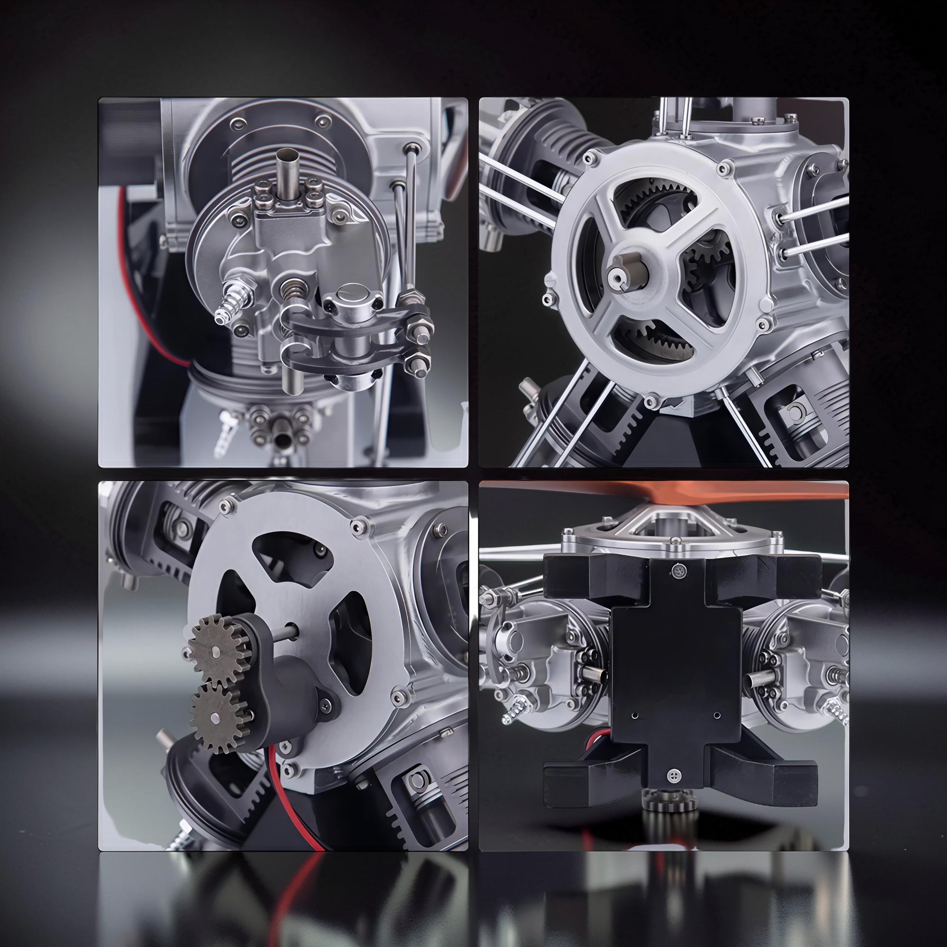 The Curious Mind 5-cylinder aircraft radial engine DIY kit, a detailed metal mechanical model with intricate gears and pistons.
