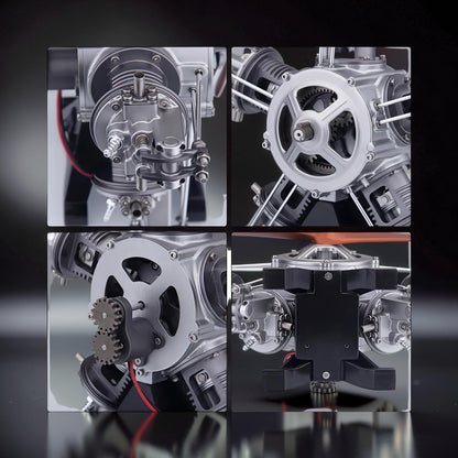 The Curious Mind 5-cylinder aircraft radial engine DIY kit, a detailed metal mechanical model with intricate gears and pistons.