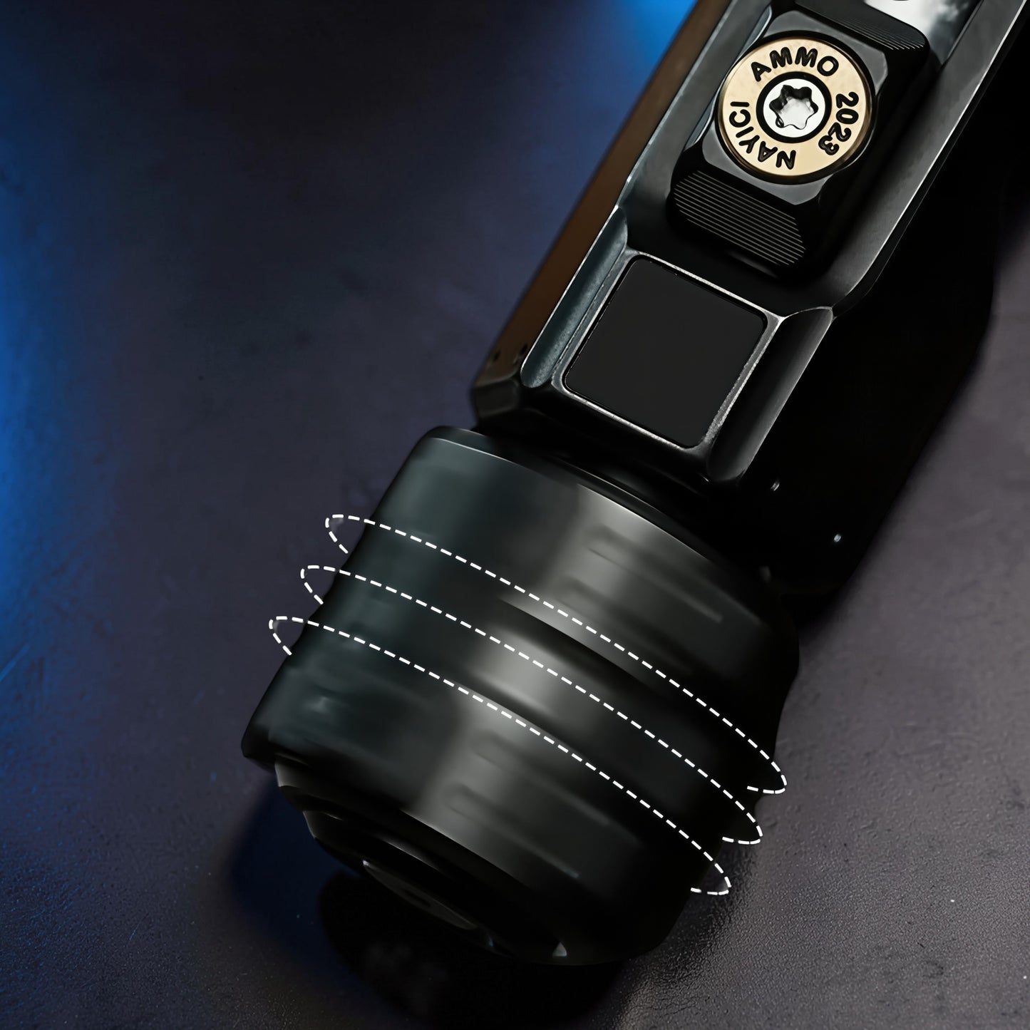 The Curious Mind Musketeers Snap Coin Clicker fidget toy, black metal, with spinning action.