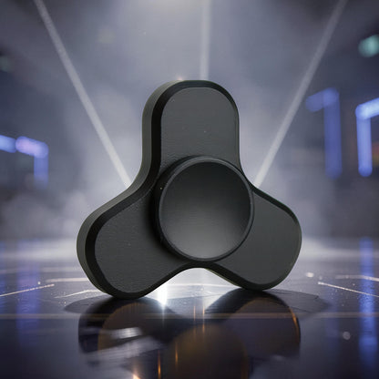 The Curious Mind Mini Elf Hand Spinner, a premium black metal EDC fidget spinner with a balanced profile for smooth rotation.