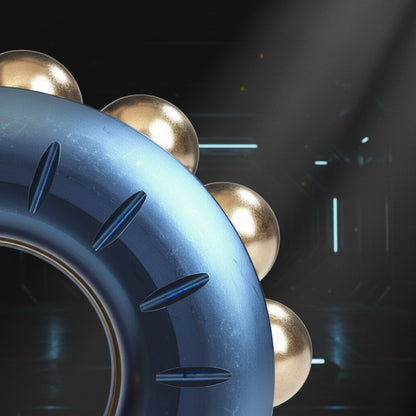 The Curious Mind Premium Bead Wheel Spinner: blue metal fidget toy with gold rolling beads and ergonomic design.