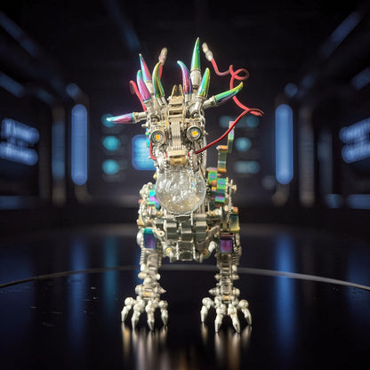 The Curious Mind Chinese Dragon premium 3D metal model kit with rainbow metallic accents and a glass bulb head.