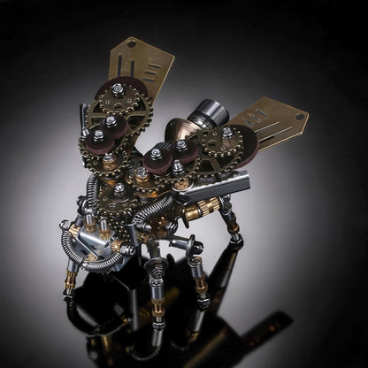 The Curious Mind Firefly 3D metal model kit with intricate gears and metallic finishes, resembling a steampunk insect.