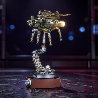 The Curious Mind Firefly premium 3D metal model kit, a steampunk-inspired mechanical creature with intricate gears and a glowing light.