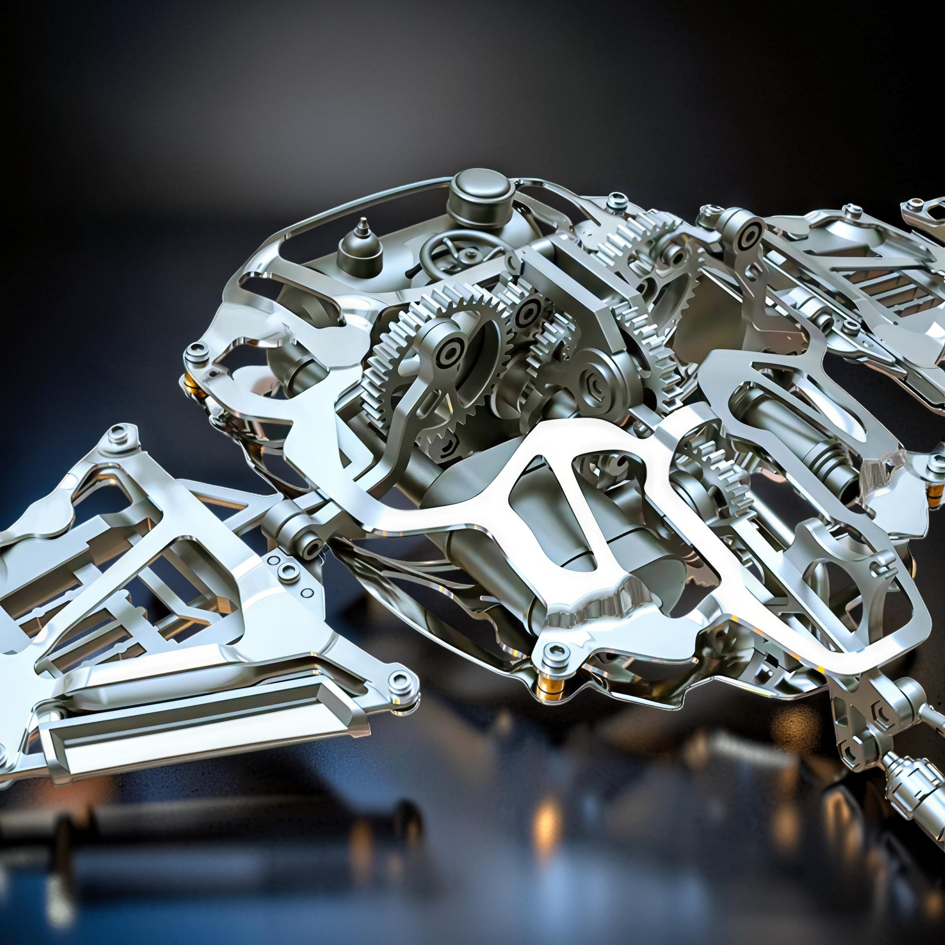 The Curious Mind Manta Ray DIY Kit is a detailed mechanical ocean creature model made of metal with visible gears and intricate internal workings.