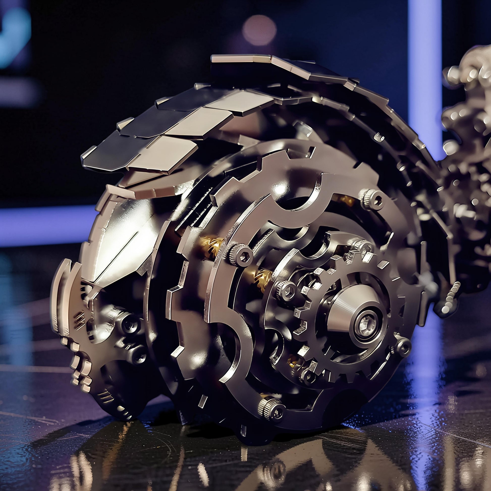 The Curious Mind Mechanical Spider 3D metal model kit with intricate gears and metallic finish. Features a light-up element.