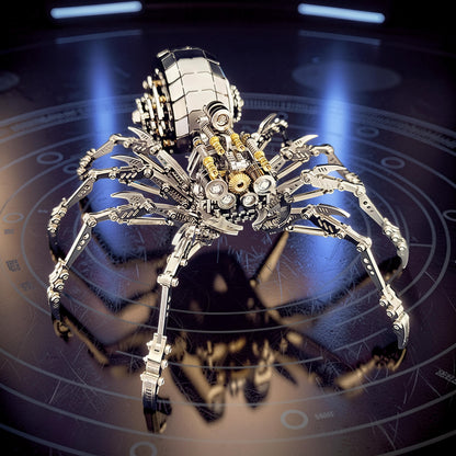 The Curious Mind Mechanical Spider 3D metal model kit with intricate gears and light-up features.