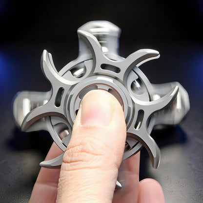 The Curious Mind Oracle Metal EDC Fidget Spinner, silver, precision metal, smooth tactile action, compact design.