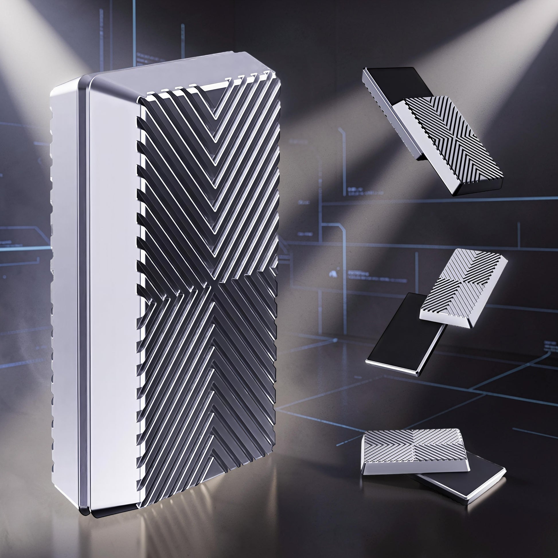 The Curious Mind Cube Push Slider: compact metal fidget toy with geometric pattern and satisfying push-and-return motion.
