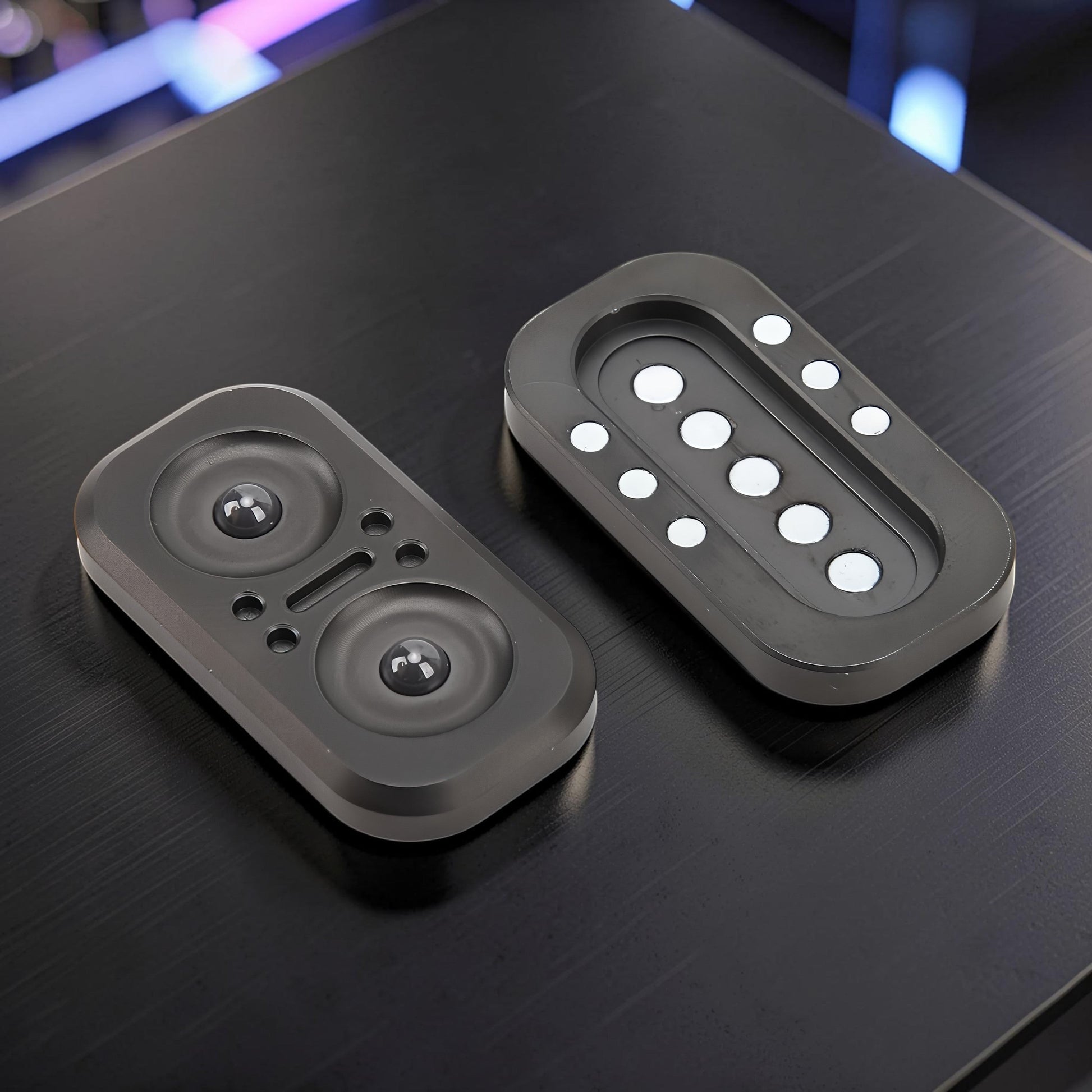 The Curious Mind Owl Push Slider fidget toy, compact metal design with tactile push-and-return motion.