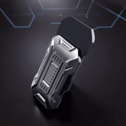 The Curious Mind Mini Sportscar Slider Fidget is a compact, metallic grey, block-style push fidget with a modern industrial design and textured black insert.