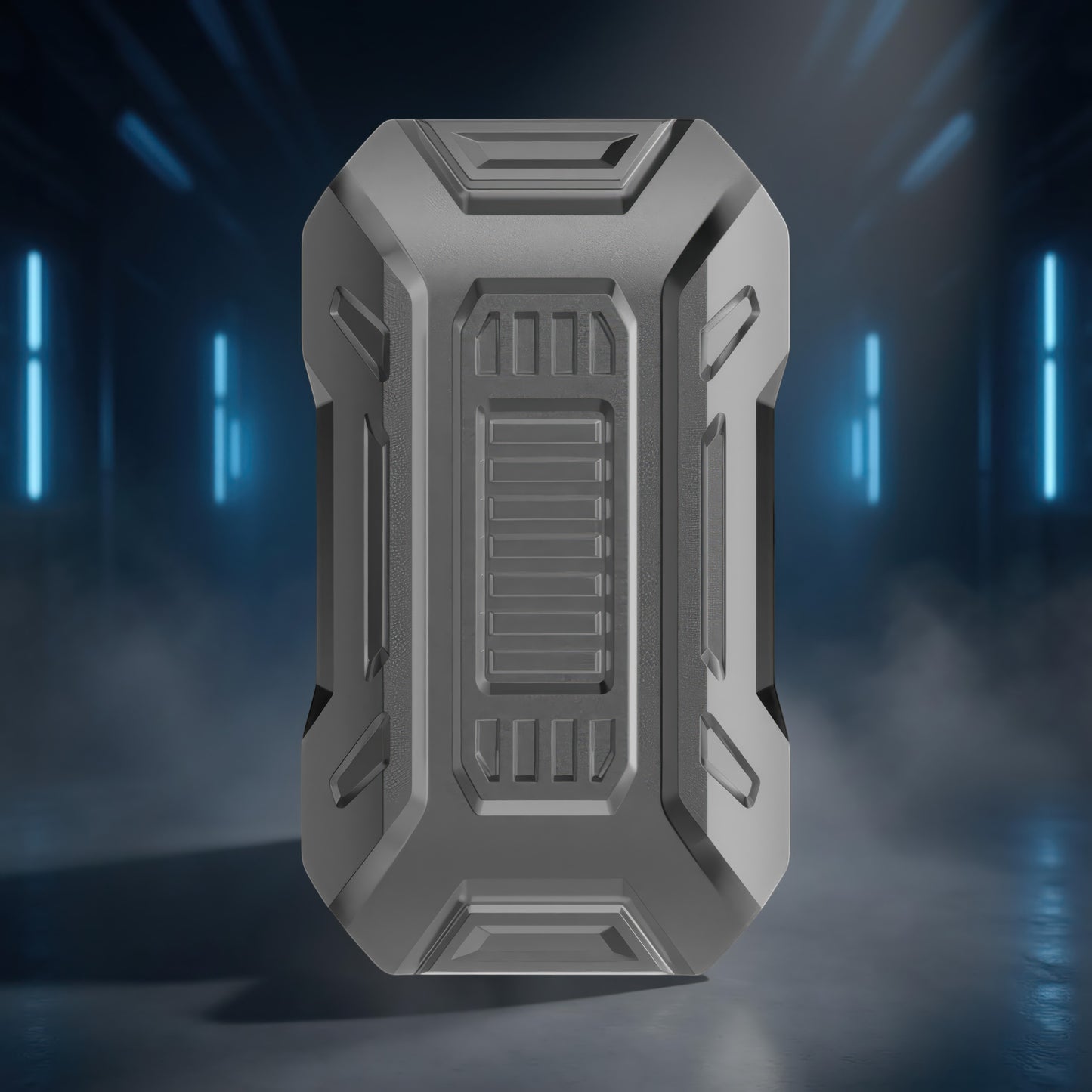 The Curious Mind grey metal magnetic brick slider fidget toy with industrial design. Compact and pocket-sized.