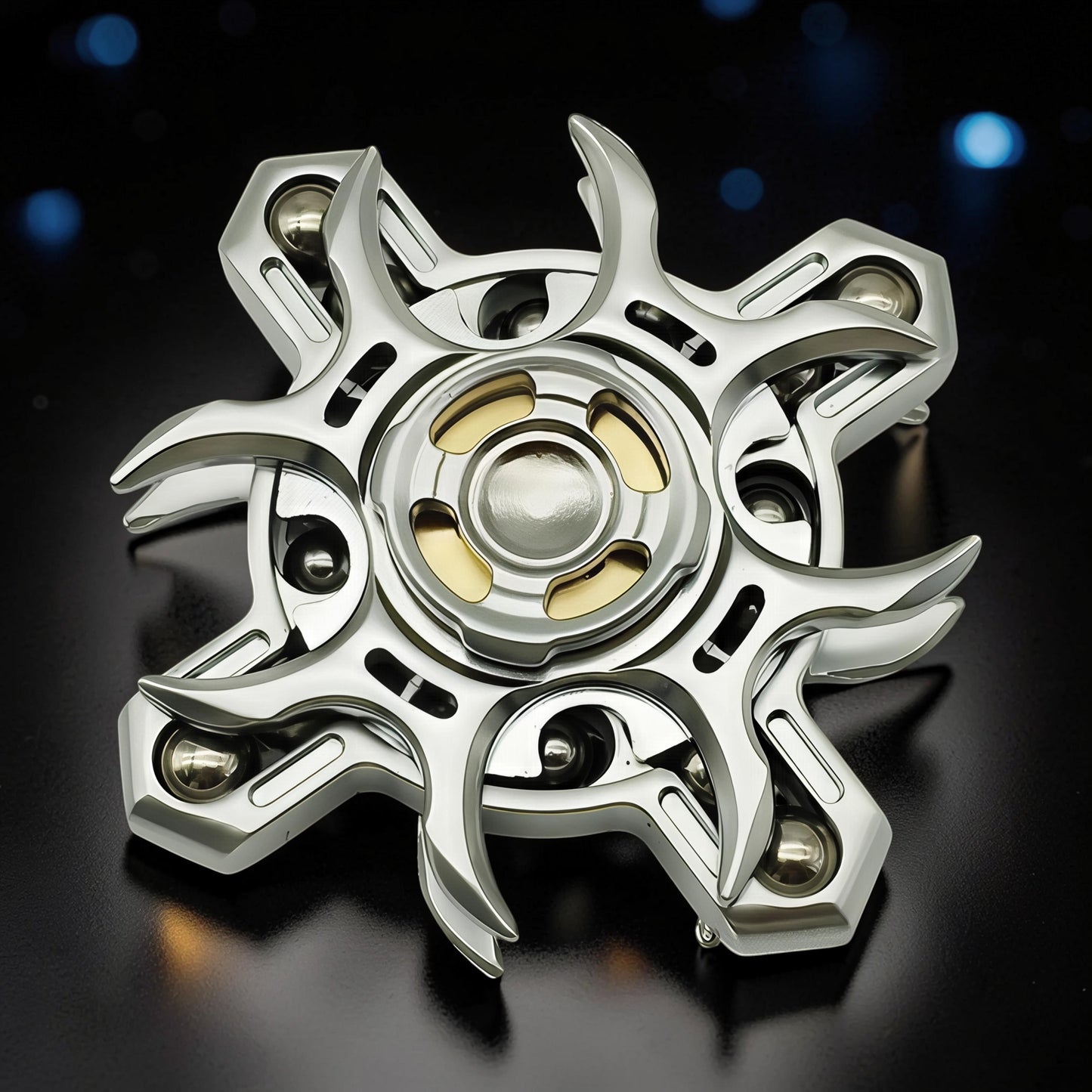 The Curious Mind Oracle Metal EDC Fidget Spinner, silver, precision metal, for focus and stress relief.