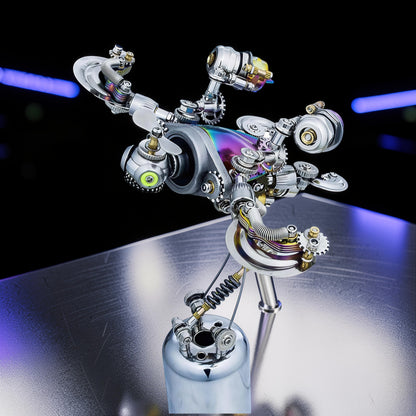 The Curious Mind Punk-Style 3D metal model kit of a mechanical turtle with intricate gears and iridescent accents.