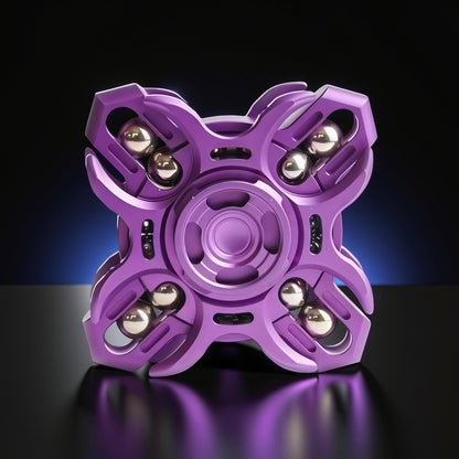 The Curious Mind Oracle Metal EDC Fidget Spinner in purple with silver bearings, designed for focus and stress relief.