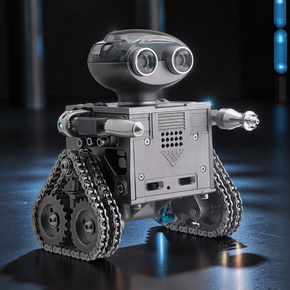 The Curious Mind RC Tank Robot DIY Kit, a metal mecha build kit with dual tracks, robotic head, and arm cannon.