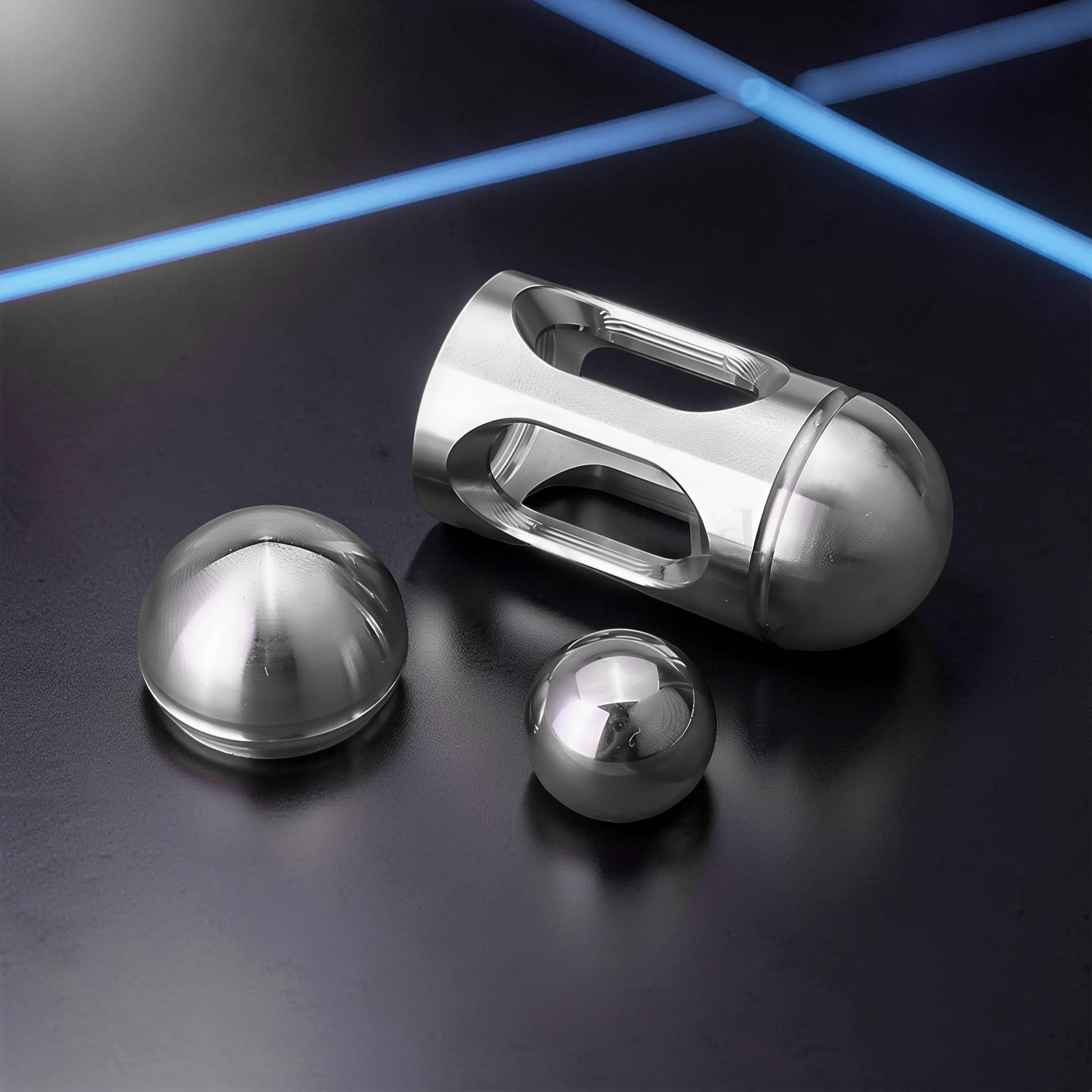The Curious Mind silver metal egg pocket spinner with ball bearing and cap.