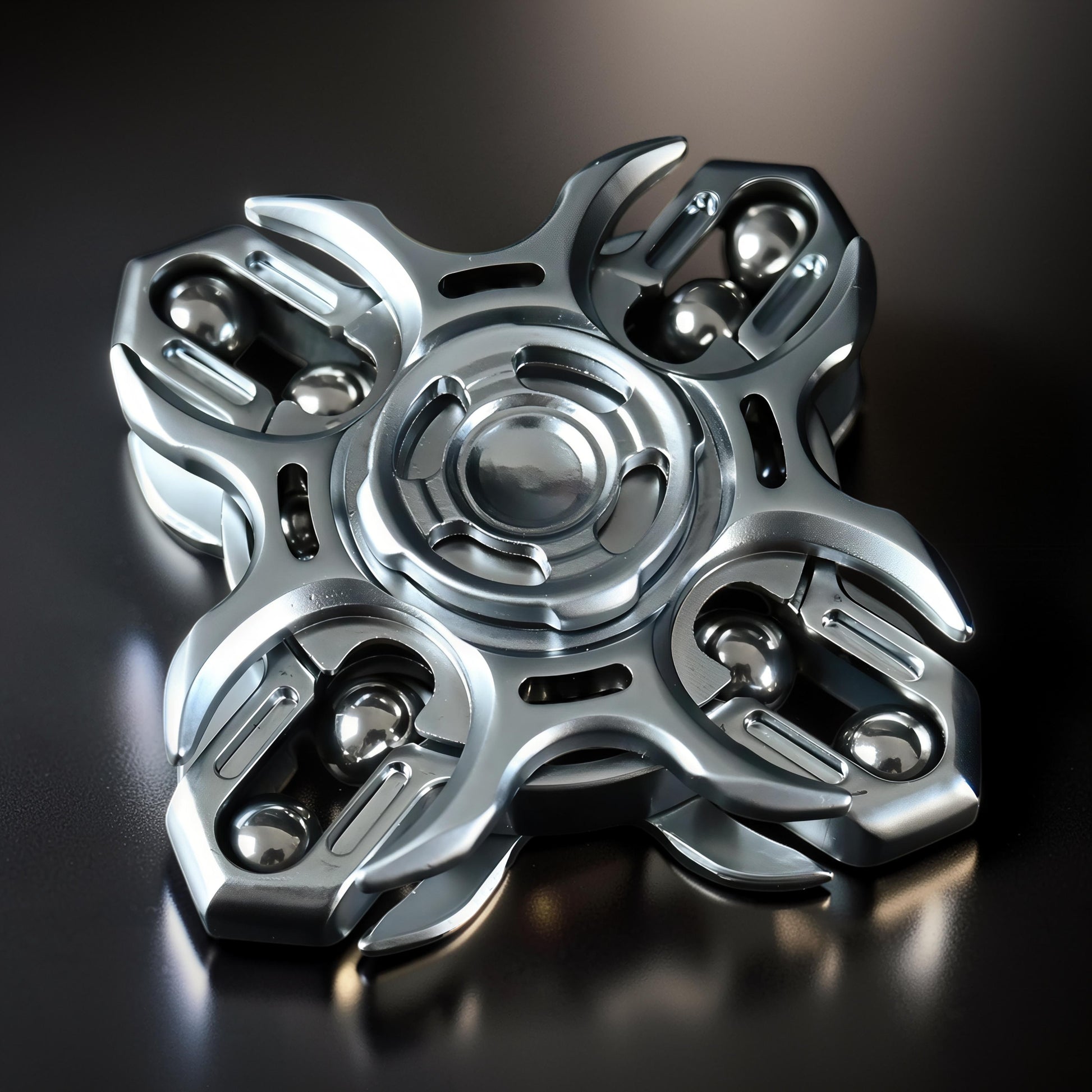 The Curious Mind Oracle Metal EDC Fidget Spinner, silver, precision metal, smooth tactile action, compact design.