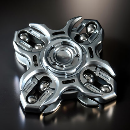 The Curious Mind Oracle Metal EDC Fidget Spinner, silver, precision metal, smooth tactile action, compact design.