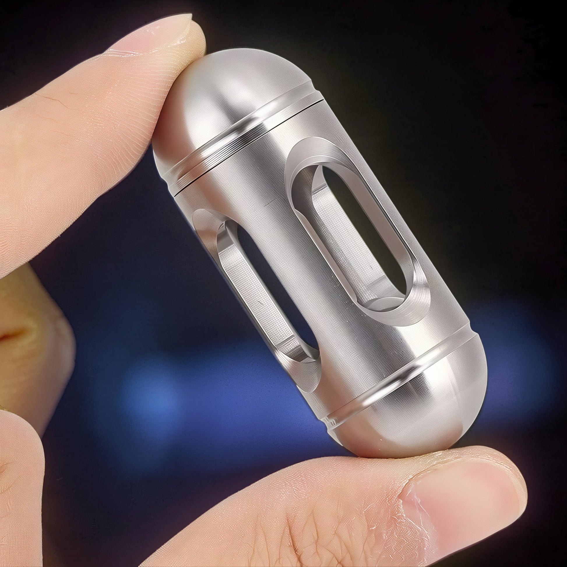 The Curious Mind silver metal egg pocket spinner with smooth, satisfying rotation and a pocket-friendly format.